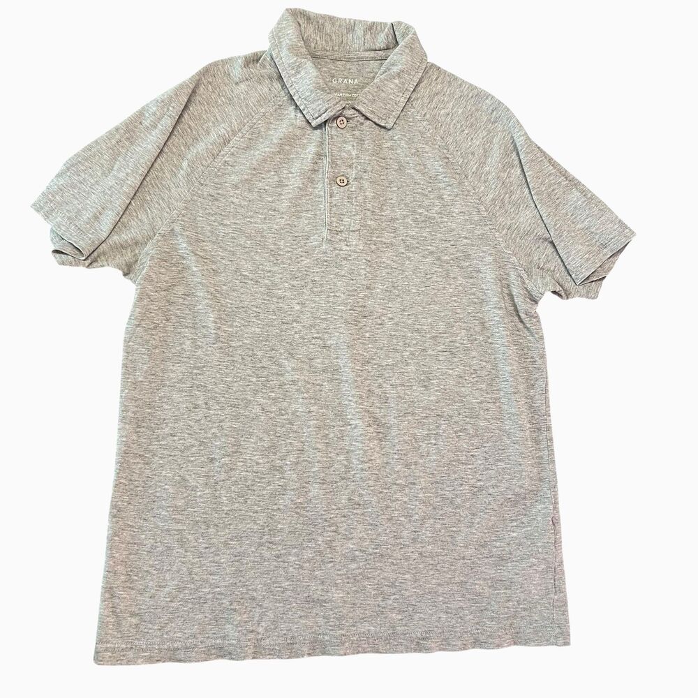 Grana Peruvian Pima Cotton Raglan Slim Fit Polo Shirt Size XS Gray 35" Chest
